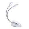 Music Stand Light, White Clip on LED Book Lights, USB and AAA Battery Operated, Reading Lamp in Bed, 4 Brightness Levels, Ideal for Bookworms, Piano Player, Kids, Travel (Dual Arm)