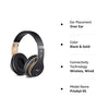 Prtukyt 6S Wireless Bluetooth Headphones Over Ear, Hi-Fi Stereo Foldable Wireless Stereo Headsets Earbuds with Built-in Mic, Volume Control, FM for Phone/PC (Black & Gold)