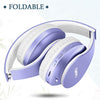 TUINYO Wireless Headphones Over Ear, Bluetooth Headphones with Microphone, Foldable Stereo Wireless Headsetfor Travel Work TV PC Cellphone-Purple