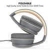 RORSOU R10 On-Ear Headphones with Microphone, Lightweight Folding Stereo Bass Headphones with 1.5M No-Tangle Cord, Portable Wired Headphones for Smartphone Tablet Computer MP3 / 4 (Grey)
