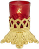 Sudbury Brass Electric Votive Holder with Ruby Glass