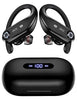 occiam Wireless Earbuds Bluetooth Headphones 100H Playback 4 Mics Clear Call Waterproof 2200mAh Wireless Charging Case Over Ear Buds in-Ear Earphones with Earhooks for Sports Running Workout Black