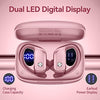 Wireless Earbuds Bluetooth Headphones 48hrs Play Back Sport Earphones with LED Display Over-Ear Buds with Earhooks Built-in Mic Headset for Workout Pink BMANI-VEAT00L