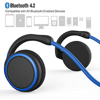 RTUSIA Small Bluetooth Headphones Wrap Around Head - Sports Wireless Headset with Built in Microphone and Crystal-Clear Sound, Foldable and Carried in The Purse, and 12-Hour Battery Life, Blue