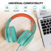 RORSOU R10 On-Ear Headphones with Microphone, Lightweight Folding Stereo Bass Headphones with 1.5M No-Tangle Cord, Portable Wired Headphones for Smartphone Tablet Computer MP3 / 4 (Green)