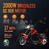 eAhora DOT Approved M1 2 Seat Electric Motorcycle for Adults, 37MPH 2000W Motor 60V 30Ah Lithium Battery 40 Miles Range, Full Suspension Dual Hydraulic Brakes, 2 Person Commuting Street Legal Scooter