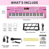 24HOCL 61 Keys Keyboard Piano, Kids Piano Keyboard with UL Adapter, Stand, Built-In Speaker, Mic, Portable Electronic Keyboard for Boys, Girls, Beginners Birthday Holidays Best Gifts
