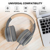 RORSOU R10 On-Ear Headphones with Microphone, Lightweight Folding Stereo Bass Headphones with 1.5M No-Tangle Cord, Portable Wired Headphones for Smartphone Tablet Computer MP3 / 4 (Grey)