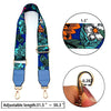Wide Purse Strap Replacement,Flower Adjustable Guitar Style Bag Straps for Women Crossbody Handbags,Blue Leather Design at The End