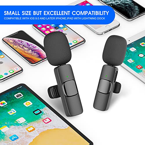 2 Pack Wireless Lavalier Microphone, Plug-play Wireless Microphone