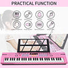 24HOCL 61 Keys Keyboard Piano, Kids Piano Keyboard with UL Adapter, Stand, Built-In Speaker, Mic, Portable Electronic Keyboard for Boys, Girls, Beginners Birthday Holidays Best Gifts