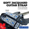 Perri’s Leathers Ltd. - Guitar Strap - Nylon - Jacquard – Royal Silver - Adjustable - for Acoustic / Bass / Electric Guitars - Made in Canada (TWS-7277)