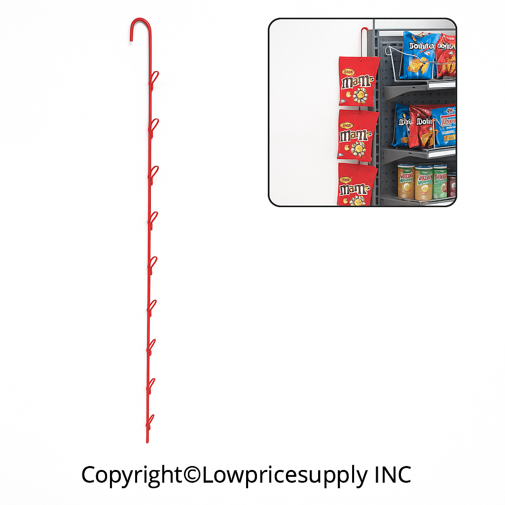 50 Case WHITE 16" Length with 6 Clips Metal Single Strip Hanging Hanging Clip Strip Display Rack – Made in USA | Hanging Chip & Candy Display Rack | Retail Rack for Chips, Candy, & Snacks & Potato Chip Display Rack