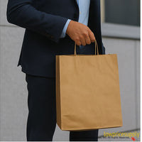 100 CASE Large 16"L X 6"W X 12.5"H Kraft Paper Shopping Bags Durable Gift Bags With Handles For Clothing Shops, Salons, And Upscale Boutiques