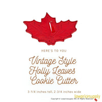 50 Pack Vintage Style Holly Leaves Cookie Cutter, Christmas Cookie Cutters, Christmas Baking Supplies