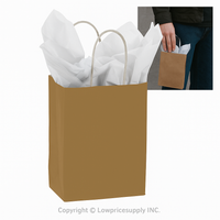 100 CASE Small 5"L X 3.5"W X 8"H – Metallic Gold Paper Shopping Bags Durable Gift Bags With Handles For Clothing Shops, Salons, And Upscale Boutiques