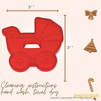 50 Pack Vintage Style Doll Carriage Cookie Cutter, Christmas Cookie Cutters, Christmas Baking Supplies