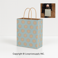 100 CASE Medium Blue Snowflake Paper Shopping Bags Eco Friendly Paper Shopping Bags For Restaurants, Bakeries, And Takeout Packaging