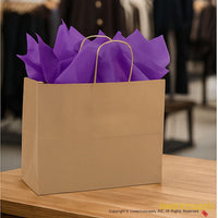 250 CASE Large 16"L X 6"W X 12.5"H Kraft Paper Shopping Bags Multi Purpose Retail Paper Bags For Pop Up Shops, Events, And Trade Shows