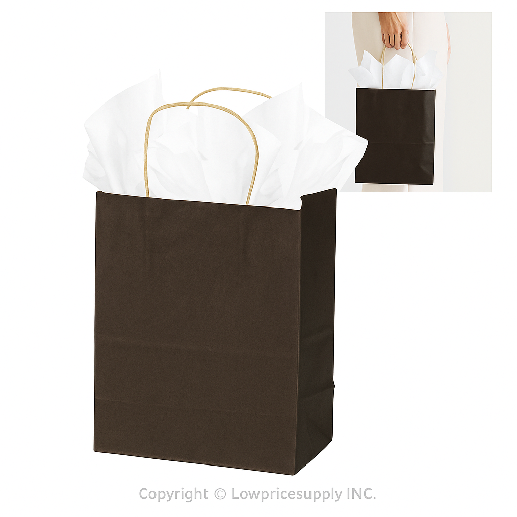 100 CASE Medium 5"W X 10.5"H Color Paper Shopping Bags Eco Friendly Paper Shopping Bags For Restaurants, Bakeries, And Takeout Packaging