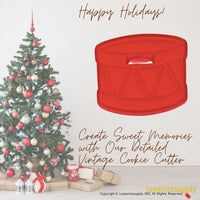 50 Pack Vintage Style Drum Cookie Cutter, Christmas Cookie Cutters, Christmas Baking Supplies