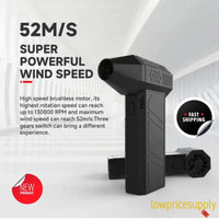 Mini Jet Fan Blower Compact High-Speed - 130,000 RPM Power Turbo Jet Blower, Portable and Rechargeable, Multi-Purpose Jet Air Blower Super Jet Fan,Cordless Turbo Powered Mini Jet Fan Blower,Jet Dry Blower for Dust, Car, Cleaning, Camping