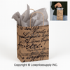 100 CASE Medium 8"L X 5"D X 10.5"H Paris Script Paper Shopping Bags Durable Gift Bags With Handles For Clothing Shops, Salons, And Upscale Boutiques