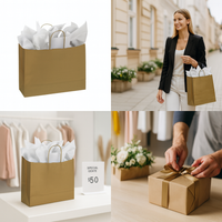 100 CASE Large 16"L X 6"W X 12.5"H – Metallic Gold Paper Shopping Bags Reusable Paper Bags For Retail Stores, Craft Fairs, Party Favors, And Merchandise Packaging