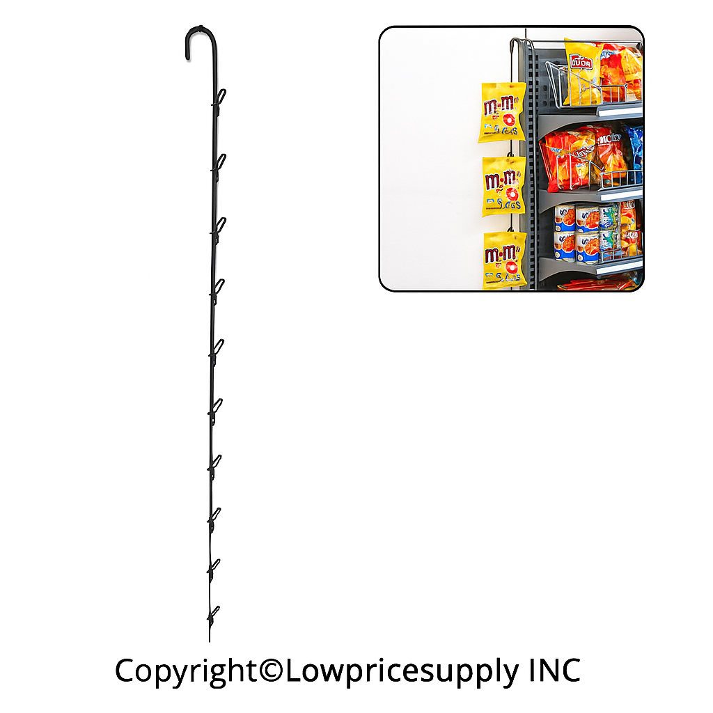 50 Case BLACK 16" Length with 6 Clips Metal Single Strip Hanging Hanging Clip Strip Display Rack – Made in USA | Snack Clip Strip Display Rack | Retail Rack for Chips, Candy, & Snacks & Potato Chip Display Rack
