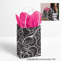 100 CASE Small 5"L X 3.5"D X 8.5"H Elegant Swirl Paper Shopping Bags Eco Friendly Paper Shopping Bags For Restaurants, Bakeries, And Takeout Packaging