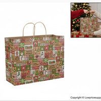 100 CASE Large 16"L X 6"D X 12.5"H Modern Holiday Paper Shopping Bags Durable Gift Bags With Handles For Clothing Shops, Salons, And Upscale Boutiques