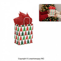 100 CASE Medium 8"L X 5"D X 10.5"H Holiday Trees Paper Shopping Bags Eco Friendly Paper Shopping Bags For Restaurants, Bakeries, And Takeout Packaging