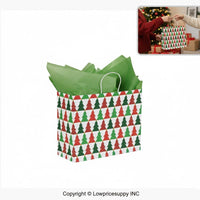 100 CASE Large 16"L X 6"D X 12.5"H Holiday Trees Paper Shopping Bags Durable Gift Bags With Handles For Clothing Shops, Salons, And Upscale Boutiques