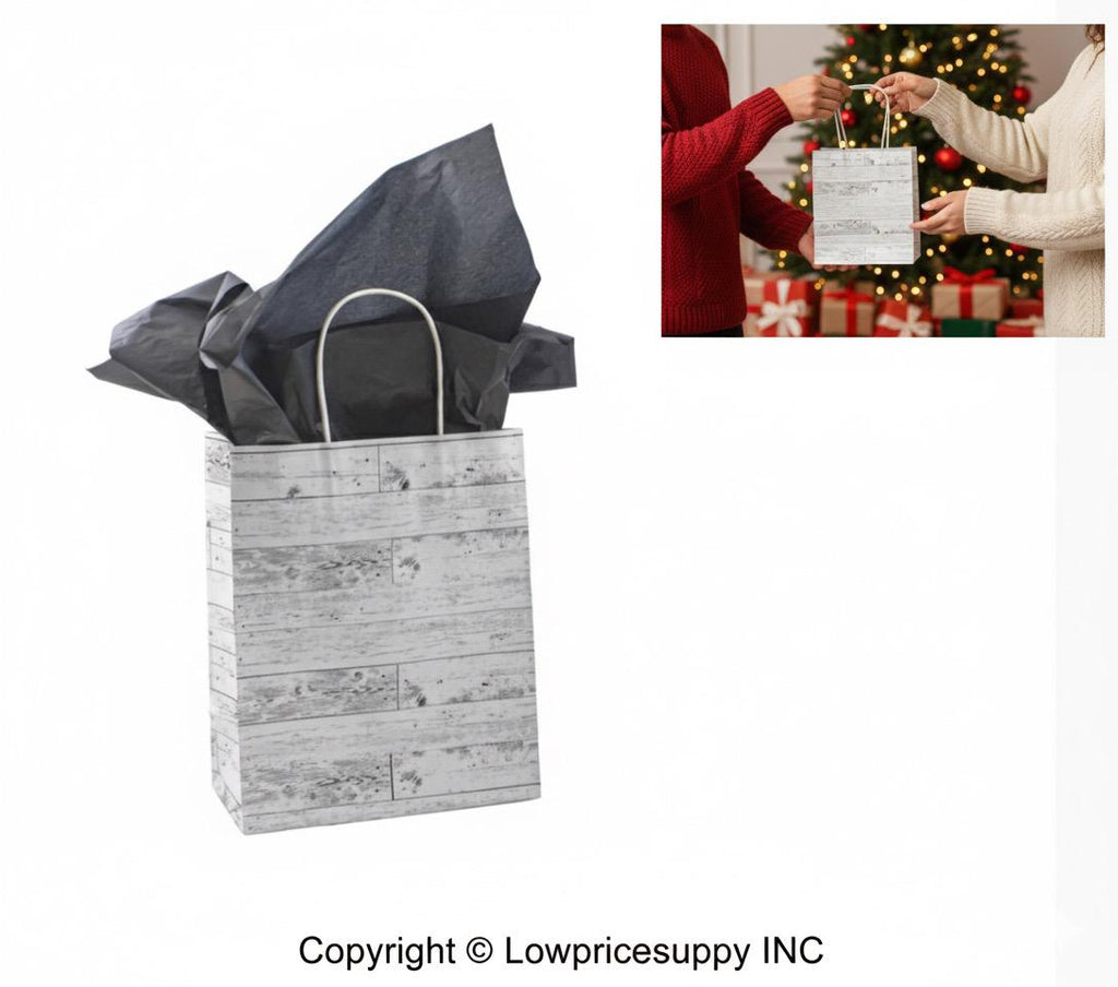 100 CASE Medium 8"L X 5"D X 10.5"H Wood Pattern Paper Shopping Bags Bulk Shopping Bags With Handles For Small Business Retail, Boutiques, And Gift Packaging