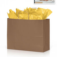 25 CASE Large 16"L X 6"W X 12.5"H – Natural Kraft Paper Shopping Bags Bulk Shopping Bags With Handles For Small Business Retail, Boutiques, And Gift Packaging
