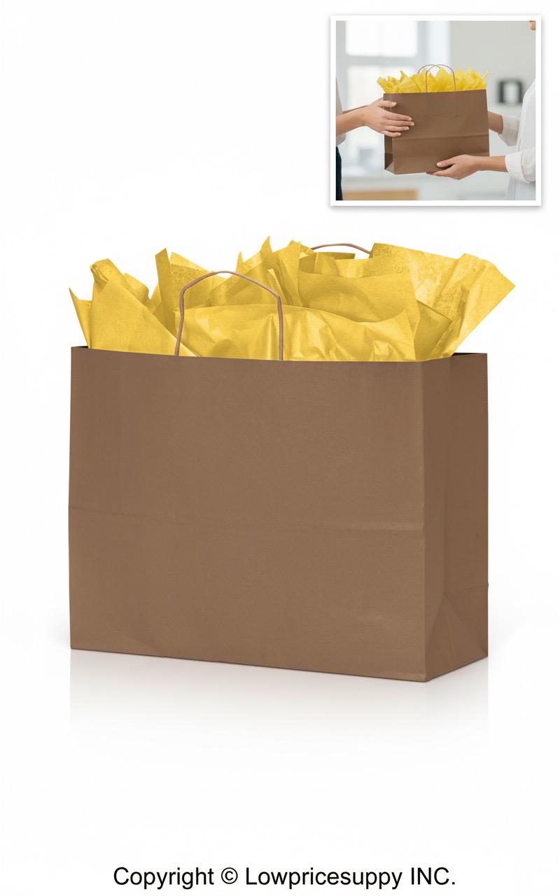 25 CASE Large 16"L X 6"W X 12.5"H – Natural Kraft Paper Shopping Bags Bulk Shopping Bags With Handles For Small Business Retail, Boutiques, And Gift Packaging
