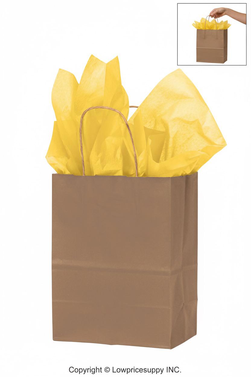 25 CASE Medium 8"L X 5"W X 10.5"H – Natural Kraft Paper Shopping Bags Eco Friendly Paper Shopping Bags For Restaurants, Bakeries, And Takeout Packaging