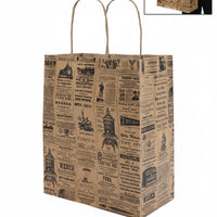 100 CASE Large 16"L X 6"W X 12.5"H – Newsprint Paper Shopping Bags Durable Gift Bags With Handles For Clothing Shops, Salons, And Upscale Boutiques