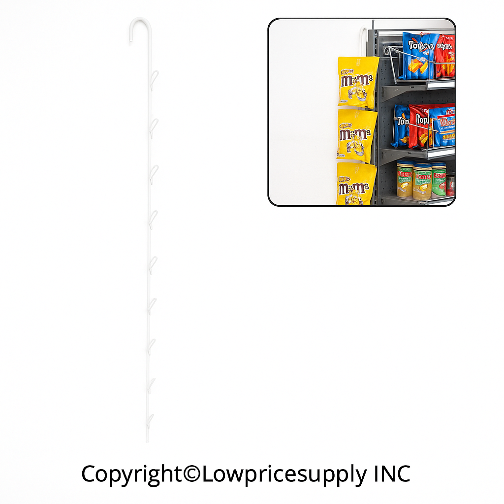 50 Case RED 16" Length with 6 Clips Metal Single Strip Hanging Hanging Clip Strip Display Rack – Made in USA | Metal Snack Bag Holder Rack | Retail Rack for Chips, Candy, & Snacks & Potato Chip Display Rack