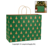 100 CASE Large 16"L X 6"D X 12.5"H Green Christmas Tree Paper Shopping Bags Multi Purpose Retail Paper Bags For Pop Up Shops, Events, And Trade Shows