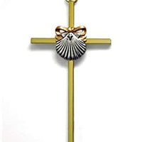 Catholic & Religious Gifts, Baptism Cross with Shell with Deluxe Box