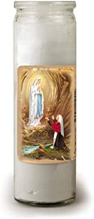 12pk Catholic & Religious Gifts, OFFERING CANDLE 8.25" OL LOURDES 3-DAYS