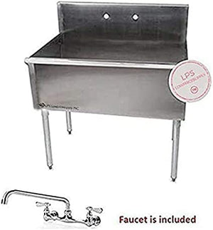 24"x24"x14" Stainless Steel Utility Sink Prep Hand Wash Laundry Tub w/8" Faucet