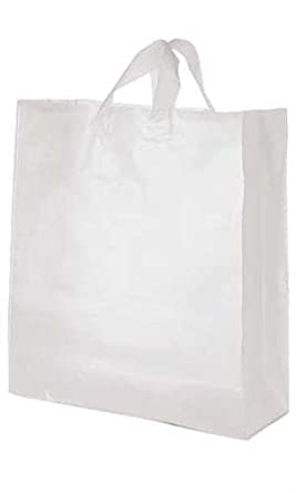Count of 100 Jumbo Clear Frosted Plastic Shopping Bag 16 x 6 x 19