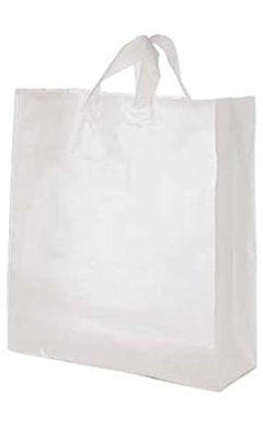 Count of 100 Jumbo Clear Frosted Plastic Shopping Bag 16 x 6 x 19