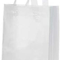 Medium Clear Plastic Frosty Shopping Bags 8 x 4 ½ x 10 ¼ Inches - Case of 25