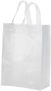 Medium Clear Plastic Frosty Shopping Bags 8 x 4 ½ x 10 ¼ Inches - Case of 25