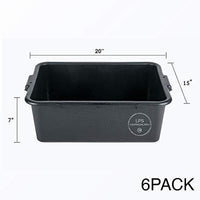 6 PACK 20" x 15" x 7" Black Polypropylene Bus Plastic Restaurant Dishwasher Tub
