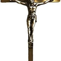 Catholic & Religious Gifts, Crucifix Flat Metal with Gold 10"