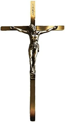 Catholic & Religious Gifts, Crucifix Flat Metal with Gold 10